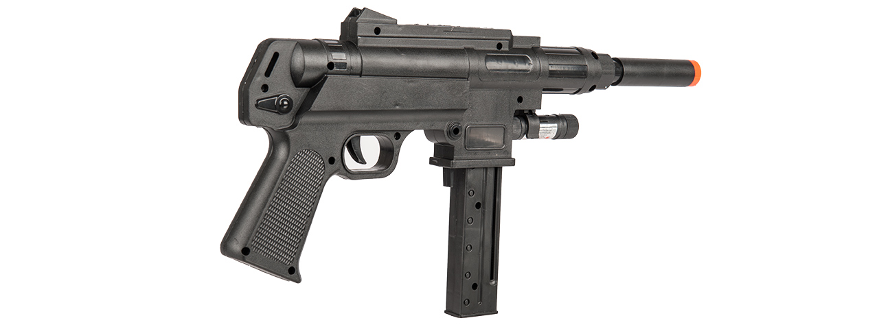 UK Arms P2626 Spring Powered SMG w/ Laser and Flashlight (Color: Black) - Click Image to Close