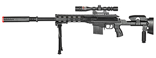 UK Arms P2668 Tactical Spring Powered Airsoft Sniper Rifle w/ Scope & Bipod (Color: Black)