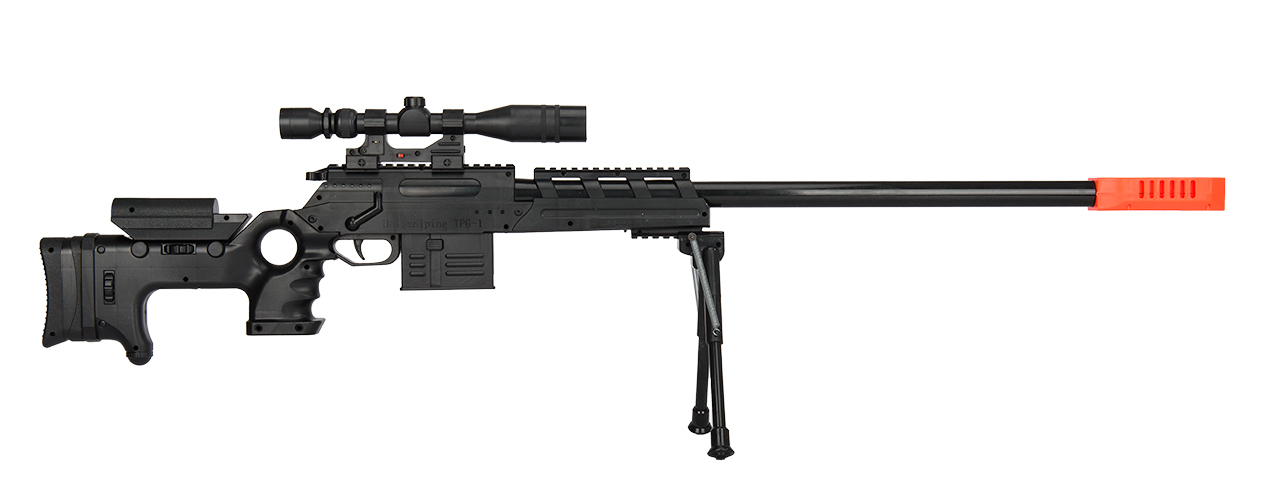 P2777 SEMI-AUTO SPRING AIRSOFT SNIPER RIFLE W/ MOCK SCOPE (BLACK) - Click Image to Close