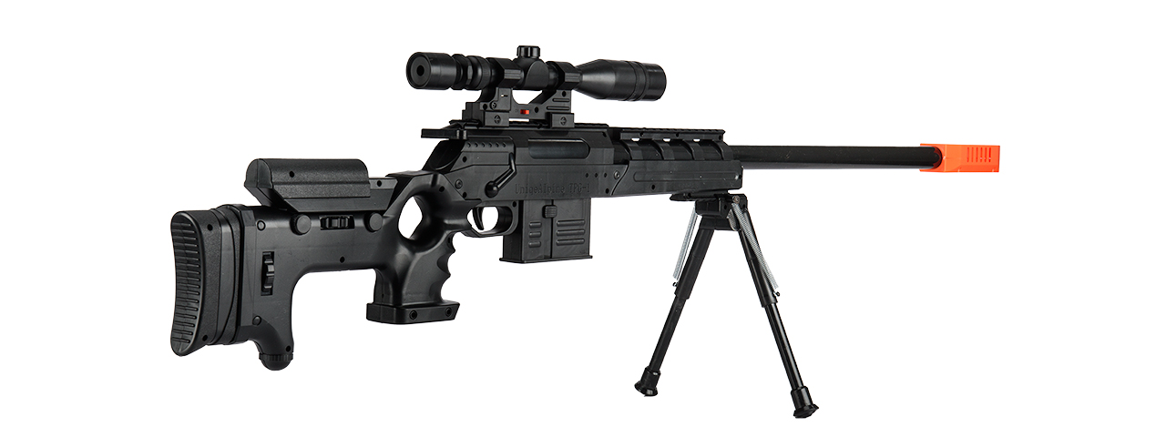 P2777 SEMI-AUTO SPRING AIRSOFT SNIPER RIFLE W/ MOCK SCOPE (BLACK)