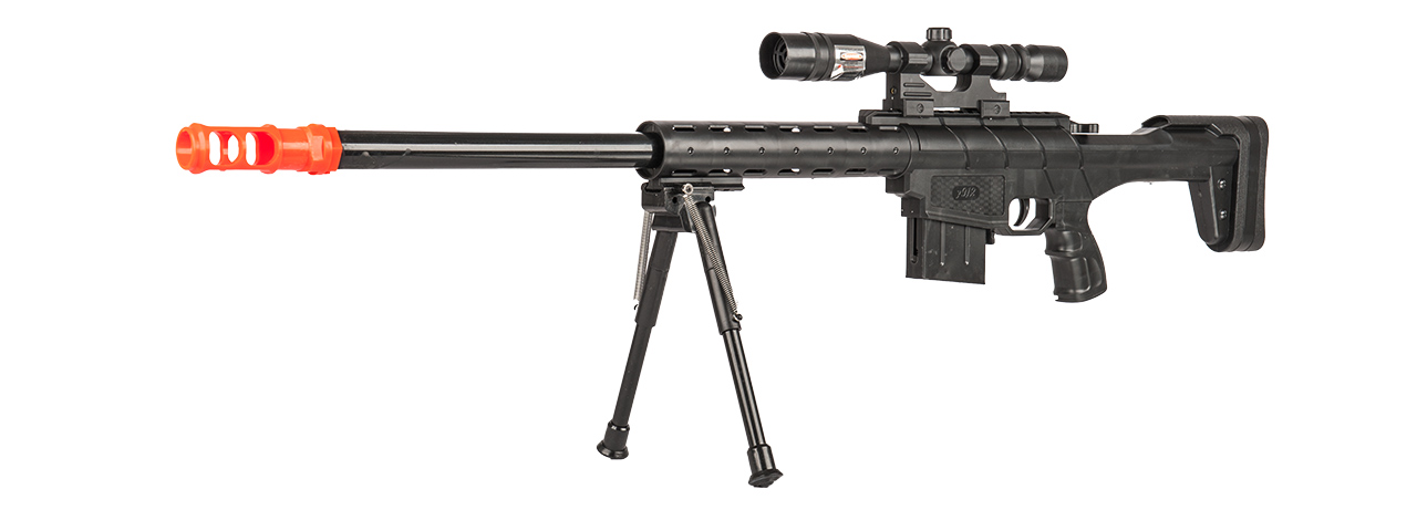 P2912A SPRING SNIPER w/ SCOPE & BIPOD (BK) - Click Image to Close