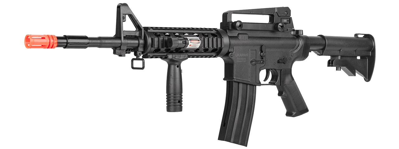 P8909 SPRING RIFLE w/ HAND GRIP, LASER, FLASHLIGHT (BK) - Click Image to Close