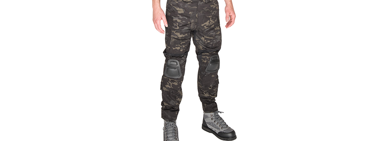T2359MB-L BDU TROUSERS W/KNEEPADS (CAMO BLACK) - Click Image to Close