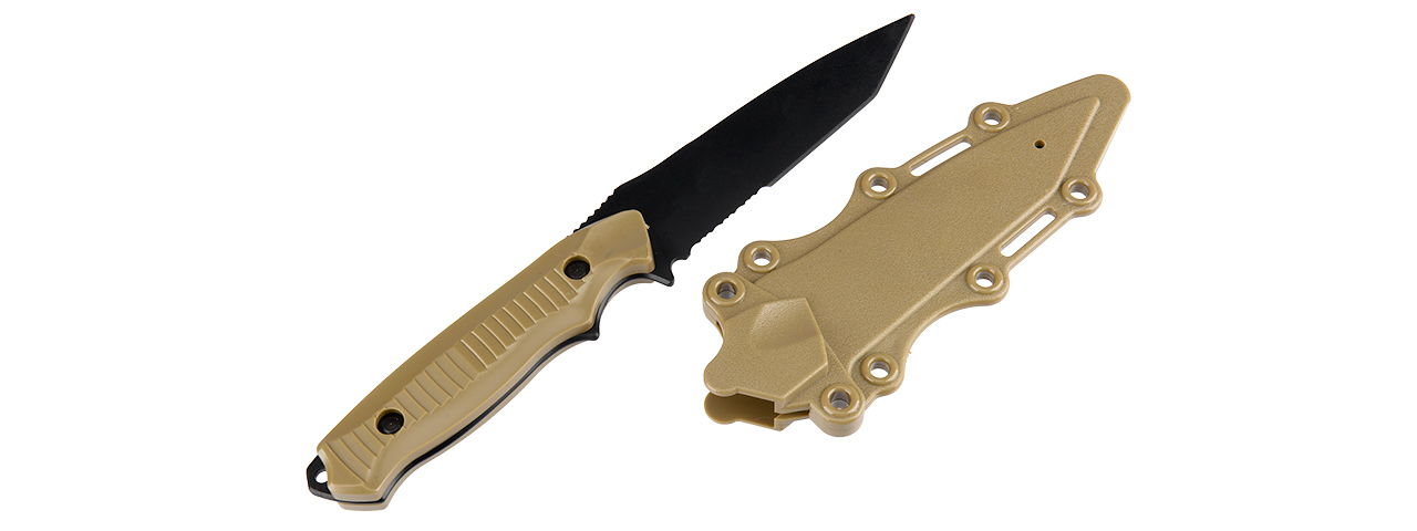 2621T RUBBER BAYONET KNIFE W/ ABS PLASTIC SHEATH COVER (TAN) - Click Image to Close