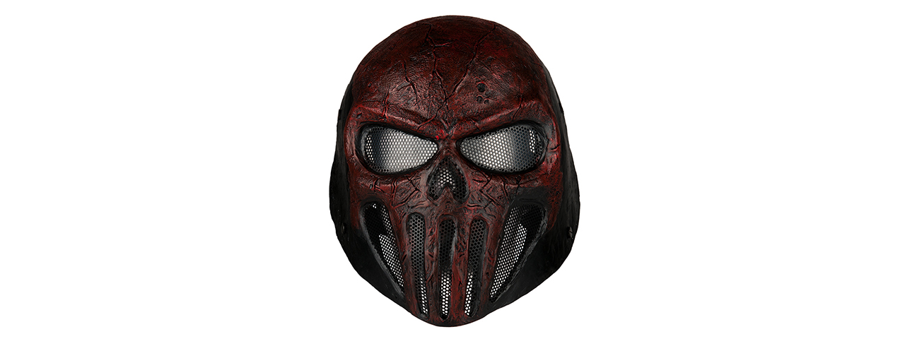 AC-442 WIRE MESH "SKULL PUNISHER" MASK (COLOR: RED & BLACK)