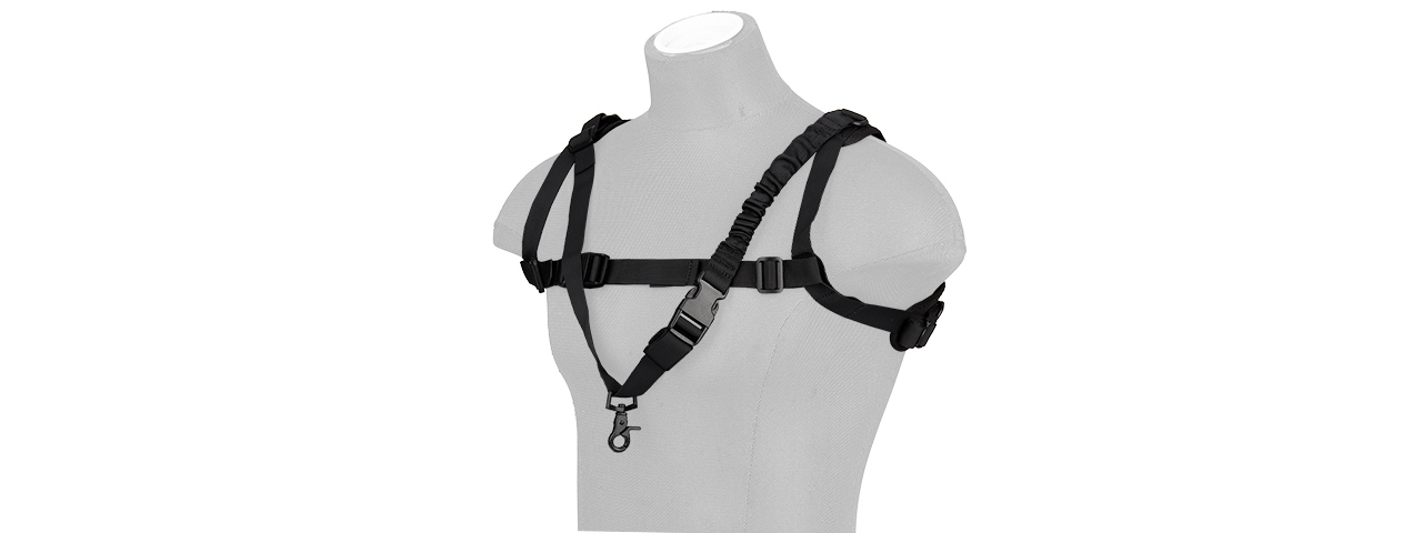 G-FORCE 1000D NYLON TACTICAL ONE-POINT SLING VEST - BLACK - Click Image to Close