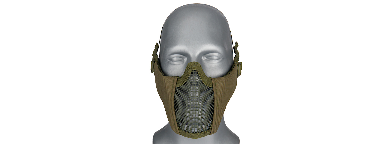AC-642G WOSPORT STEEL MESH NYLON LOWER FACE MASK (OLIVE DRAB) - Click Image to Close