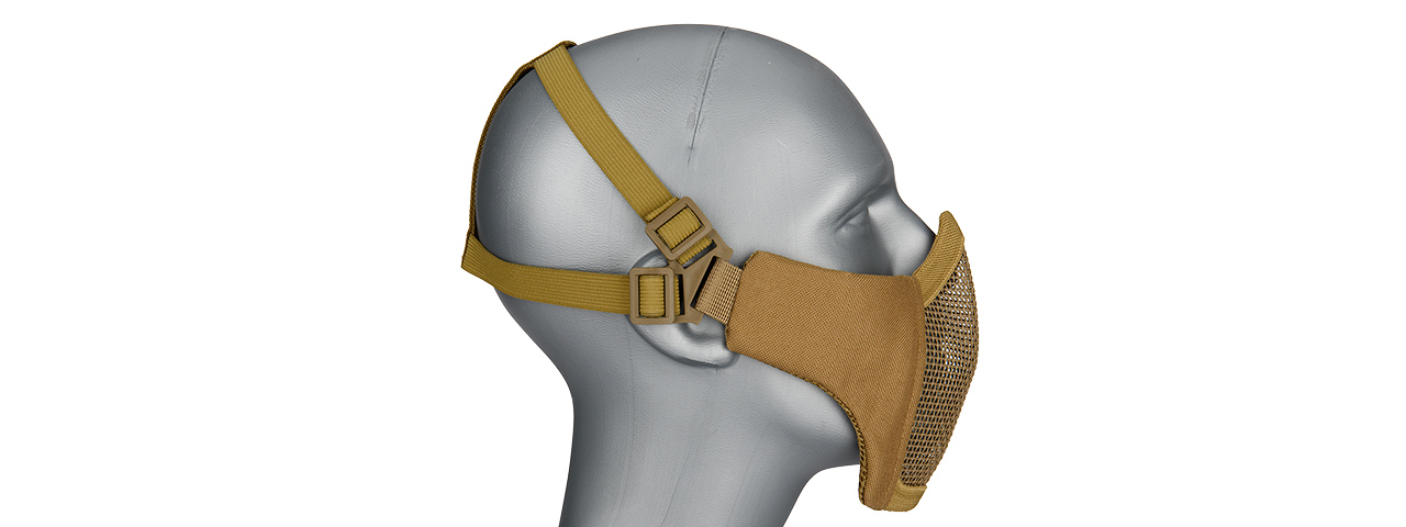 G-FORCE STEEL MESH NYLON LOWER FACE MASK (TAN) - Click Image to Close
