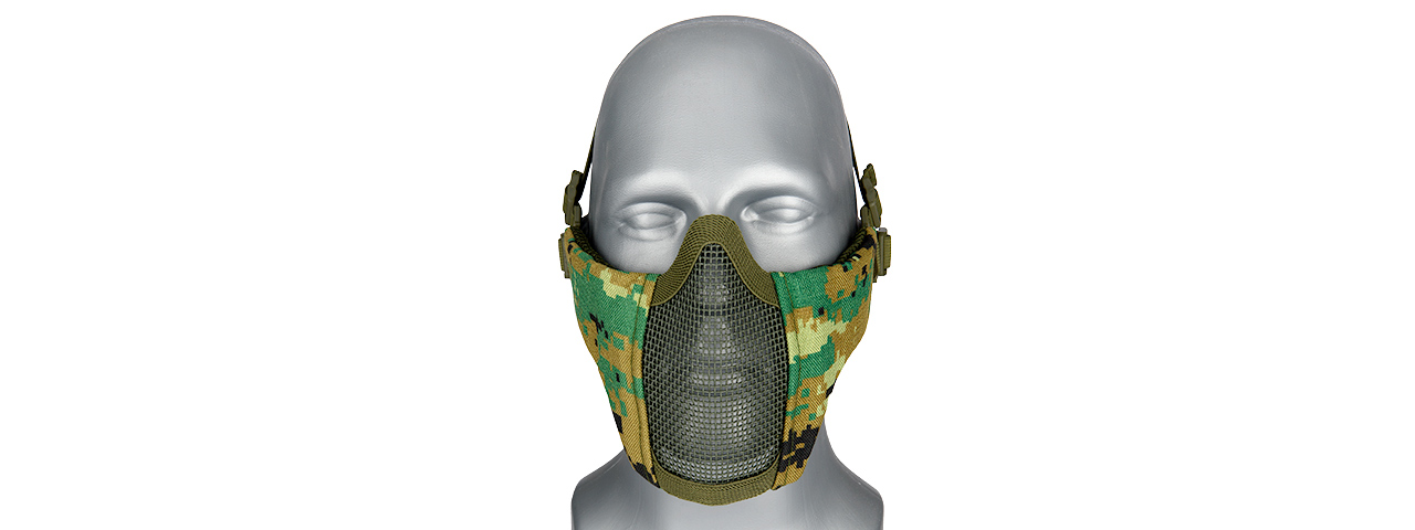 G-FORCE STEEL MESH NYLON LOWER FACE MASK (WOODLAND DIGITAL) - Click Image to Close