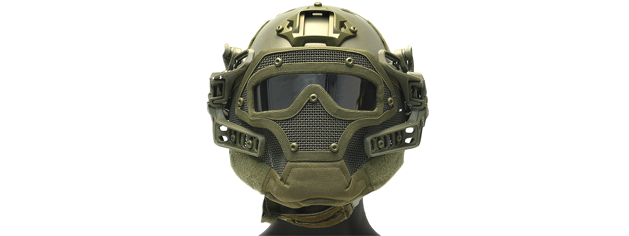 G-FORCE TACTICAL G4 SYSTEM BUMP HELMET MASK W/ GOGGLES (OLIVE DRAB) - Click Image to Close