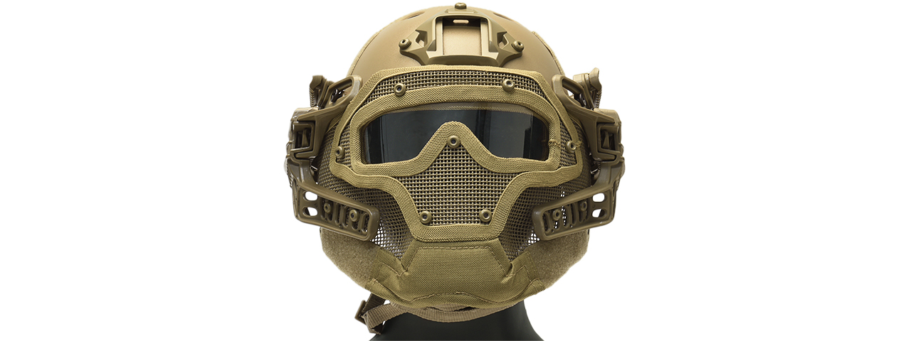 G-FORCE G4 SYSTEM NYLON BUMP HELMET MASK W/ GOGGLES - TAN - Click Image to Close
