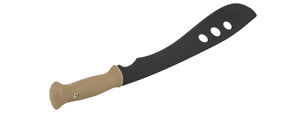 AC-878T MOLLE COMPATIBLE POLYMER TRAINING MACHETE W/ SHEATHE (TAN) - Click Image to Close