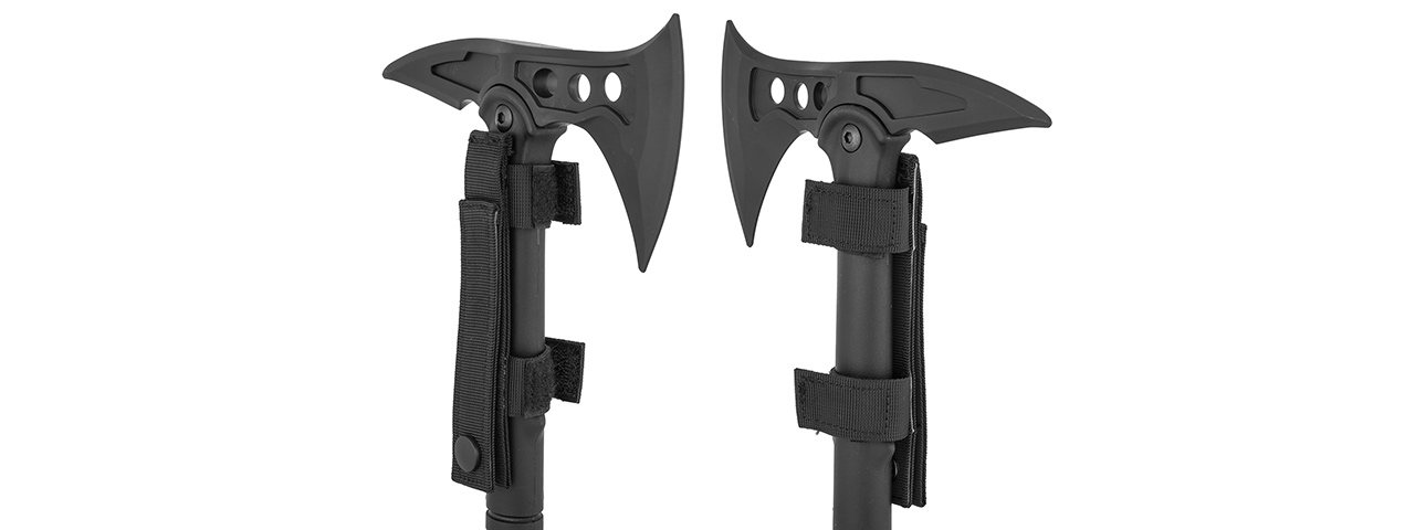 AC-879 MOLLE POLYMER TRAINING DUAL BATTLE AXE W/ PICK (BLACK) - Click Image to Close