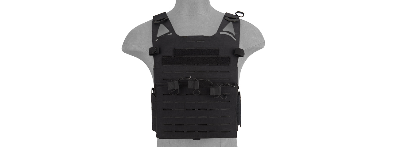 AC-881B LASER CUT FULL HYPALON MOLLE VEST (BLACK) - Click Image to Close