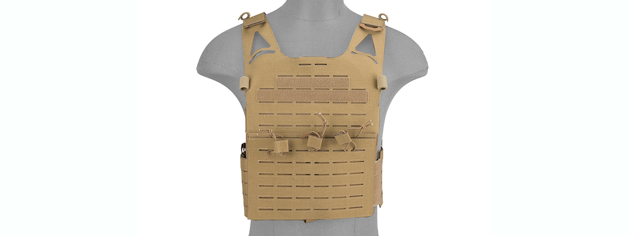 G-FORCE LASER CUT FULL HYPALON MOLLE TACTICAL VEST (TAN)