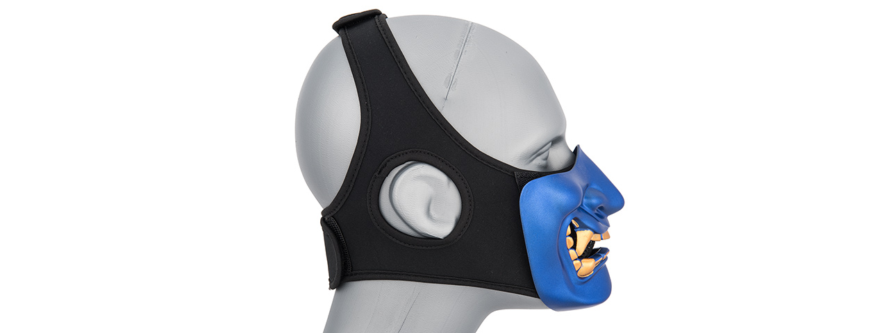 AC-883BL YOKAI OGRE HALF FACE MASK W/ SOFT PADDING (BLUE/GOLD)