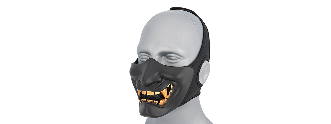 AC-883B YOKAI OGRE HALF FACE MASK W/ SOFT PADDING (BLACK/GOLD) - Click Image to Close