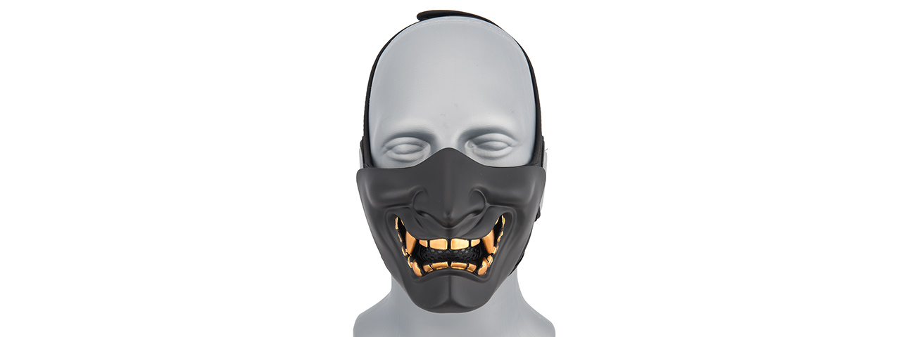 AC-883B YOKAI OGRE HALF FACE MASK W/ SOFT PADDING (BLACK/GOLD) - Click Image to Close