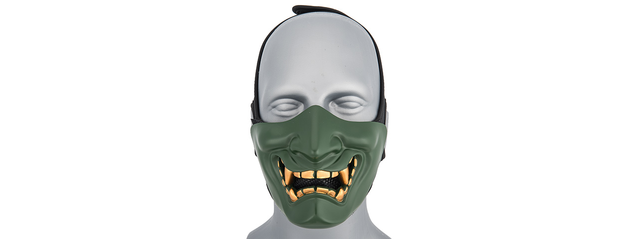 AC-883G YOKAI OGRE HALF FACE MASK W/ SOFT PADDING (GREEN/GOLD)