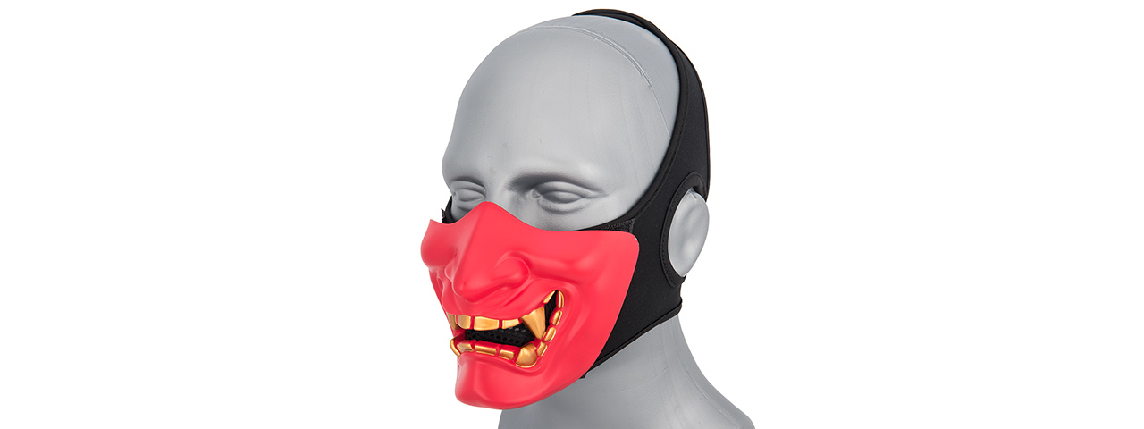 G-FORCE YOKAI OGRE HALF FACE MASK W/ SOFT PADDING (RED/GOLD) - Click Image to Close