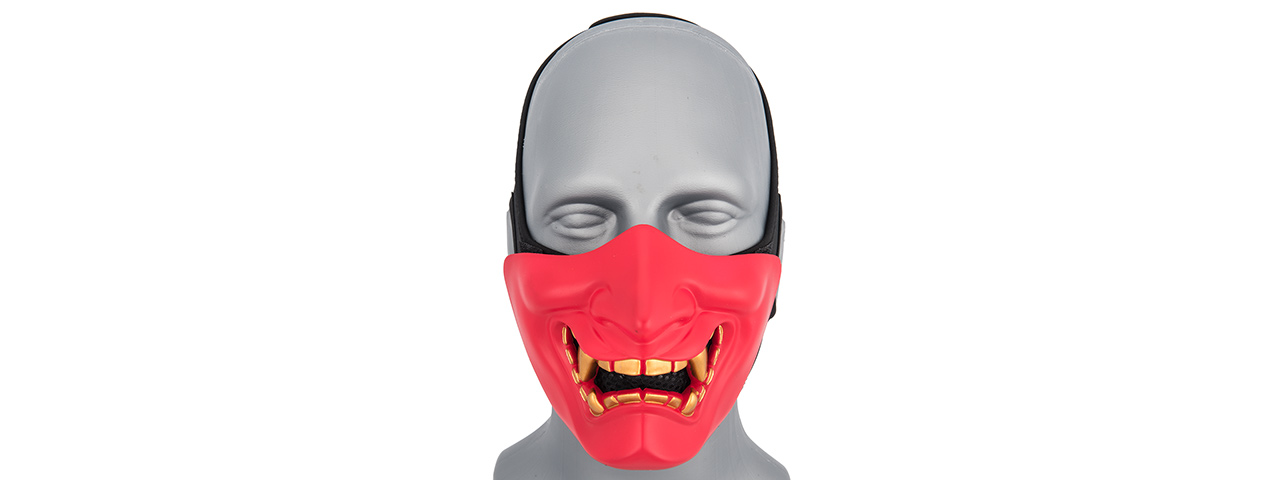 G-FORCE YOKAI OGRE HALF FACE MASK W/ SOFT PADDING (RED/GOLD) - Click Image to Close