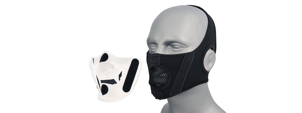 AC-883W YOKAI OGRE HALF FACE MASK W/ SOFT PADDING (WHITE/GOLD) - Click Image to Close