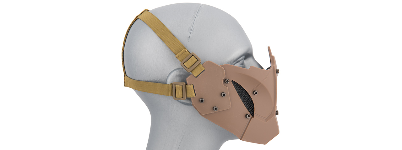 AC-885T ADJUSTABLE RETRO MECHA HALF FACE MASK (TAN) - Click Image to Close