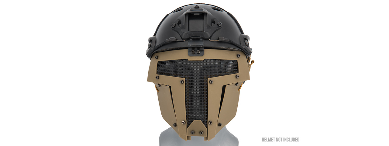 G-FORCE ADJUSTABLE T-SHAPED MESH FULL FACE MASK (TAN) - Click Image to Close