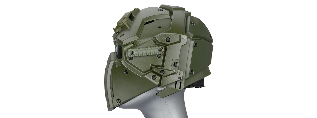 AC-892GB WOSPORT TACTICAL HELMET W/ NVG & TRANSFER BASE (GREEN) - Click Image to Close