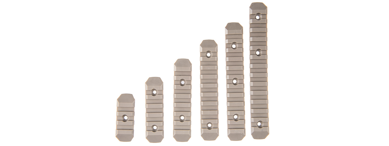 ACW-2064T 6 PIECE M-LOK POLYMER PICATINNY RAIL SET (TAN) - Click Image to Close