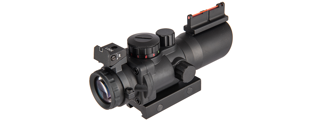 AIM SPORTS PRISMATIC SERIES 4X32 TRI-ILLUMINATED SCOPE W/ FIBER OPTIC SIGHT