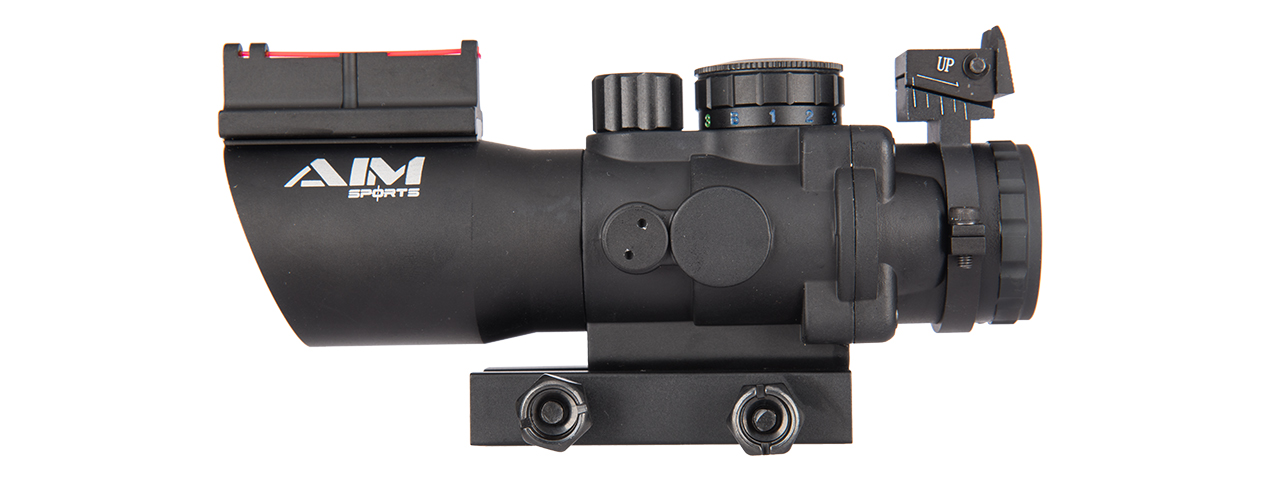 AIM SPORTS PRISMATIC SERIES 4X32 TRI-ILLUMINATED SCOPE W/ FIBER OPTIC SIGHT - Click Image to Close