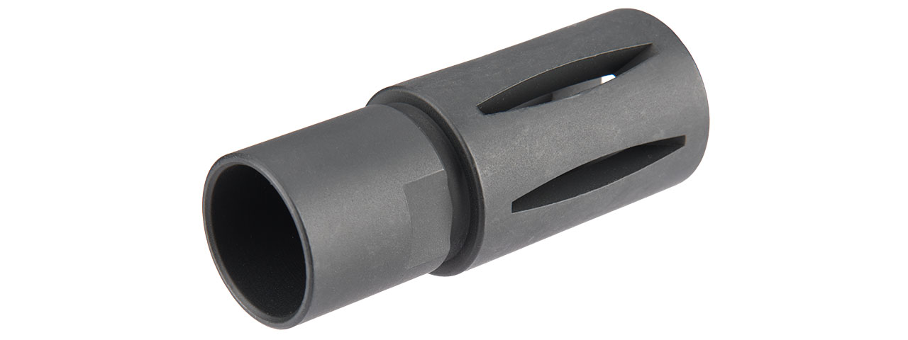 ARES-FH-018 14MM CLOCKWISE 65MM BIRDCAGE FLASH HIDER (BLACK) - Click Image to Close
