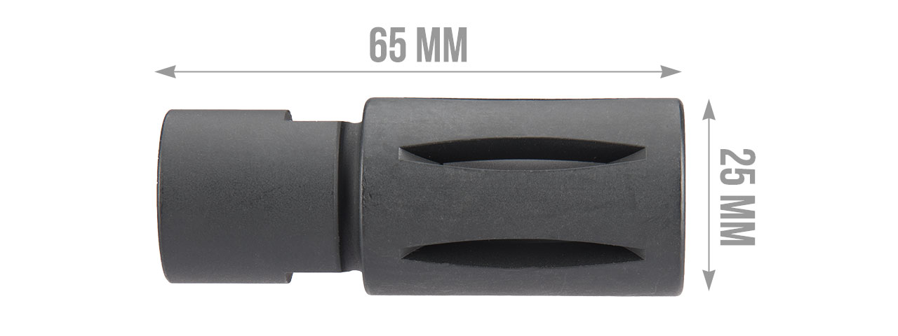 ARES-FH-018 14MM CLOCKWISE 65MM BIRDCAGE FLASH HIDER (BLACK)