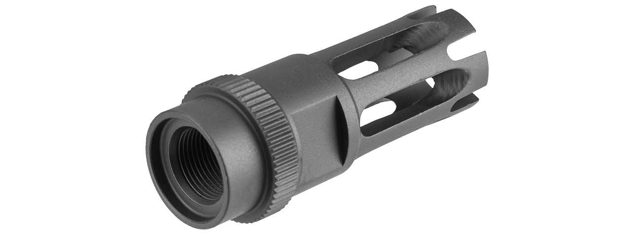 ARES-FH-025 14MM CLOCKWISE M16 FLASH HIDER TYPE F (BLACK - Click Image to Close