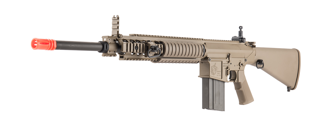 ARES SR25 RIS Sniper Airsoft AEG Rifle - (Tan) - Click Image to Close