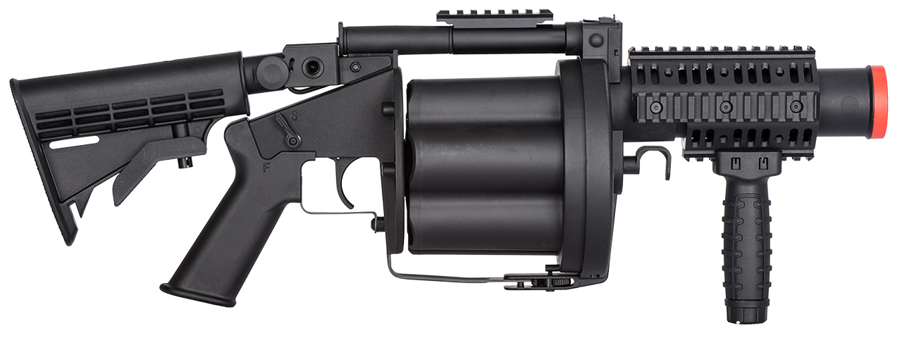 ICS 6 ROUND 40MM AIRSOFT REVOLVING GRENADE LAUNCHER - BLACK - Click Image to Close
