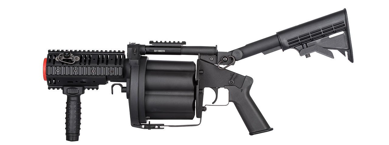 ICS MGL SB Airsoft 6-Round Revolving Grenade Launcher w/ Rail Attachment System (Color: Black)