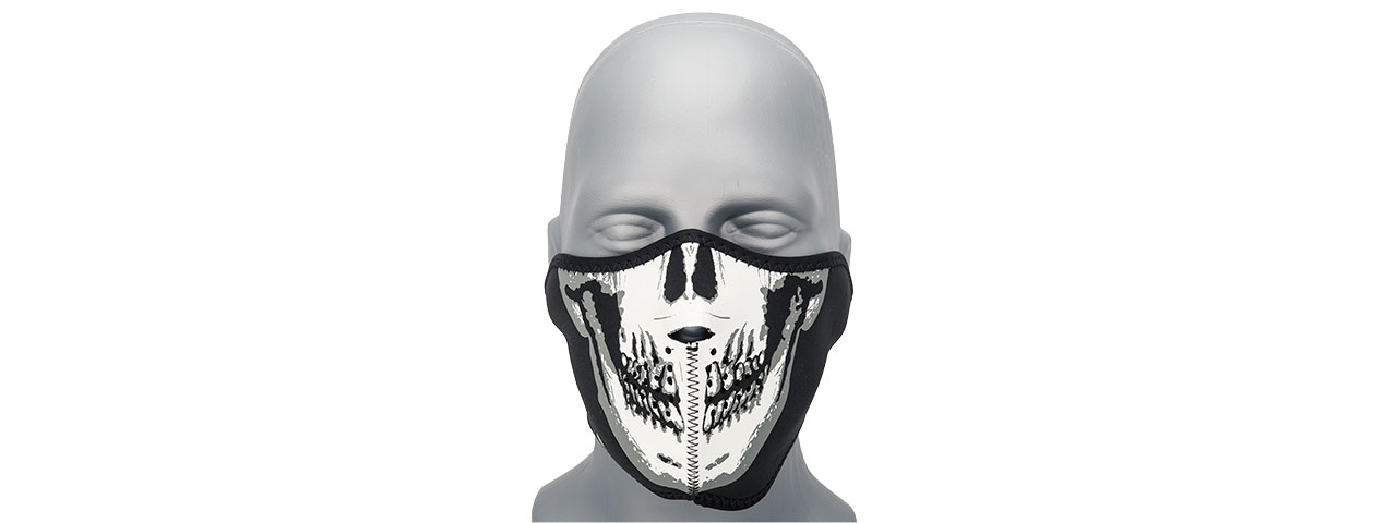 Zan Headgear Airsoft Glow in the Dark Half Mask - SKULL FACE - Click Image to Close