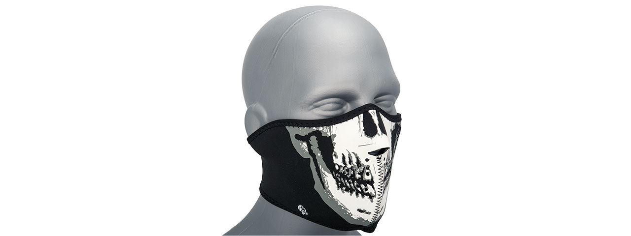 Zan Headgear Airsoft Glow in the Dark Half Mask - SKULL FACE
