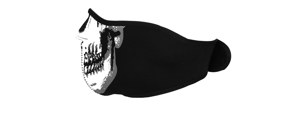 ZAN HEADGEAR AIRSOFT NEOPRENE SKULL LOWER FACE MASK - BLACK & WHITE - Click Image to Close