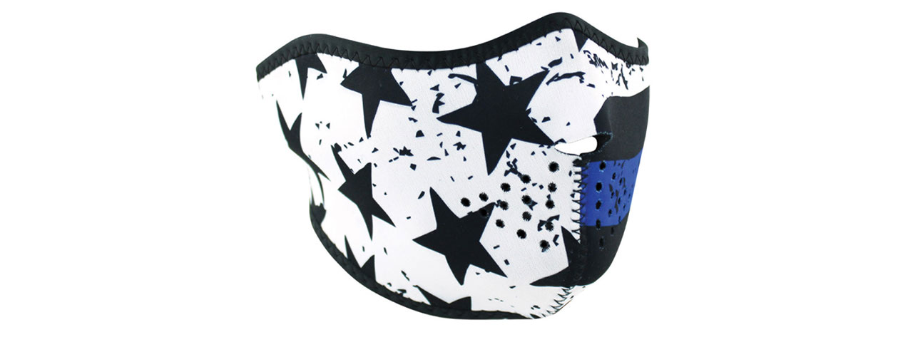 ZANHEADGEAR AIRSOFT TACTICAL BLUE LINE MOTLEY HALF FACE MASK - BLACK