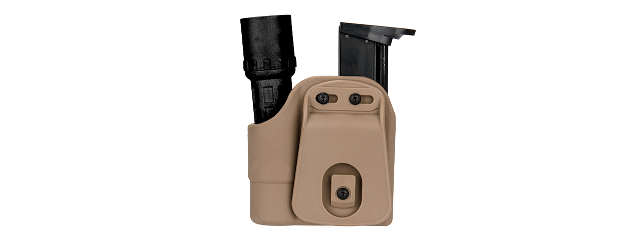 CA-1238T TACTICAL POLYMER PISTOL MAG AND FLASHLIGHT CARRIER (TAN)