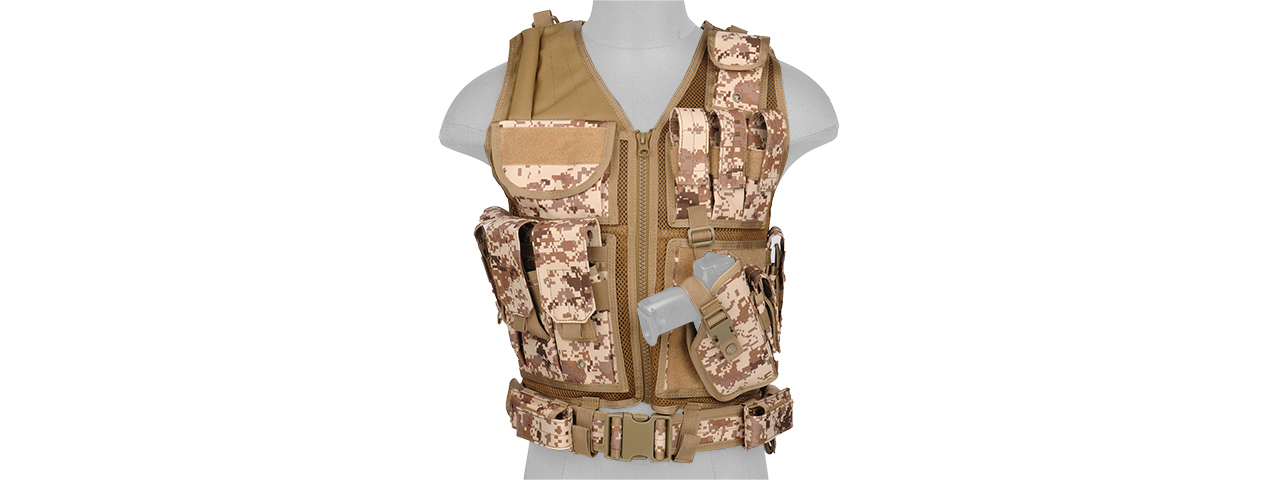 CA-310DDN 1000D NYLON AIRSOFT COMBAT VEST W/ HOLSTER (DESERT DIGITAL)