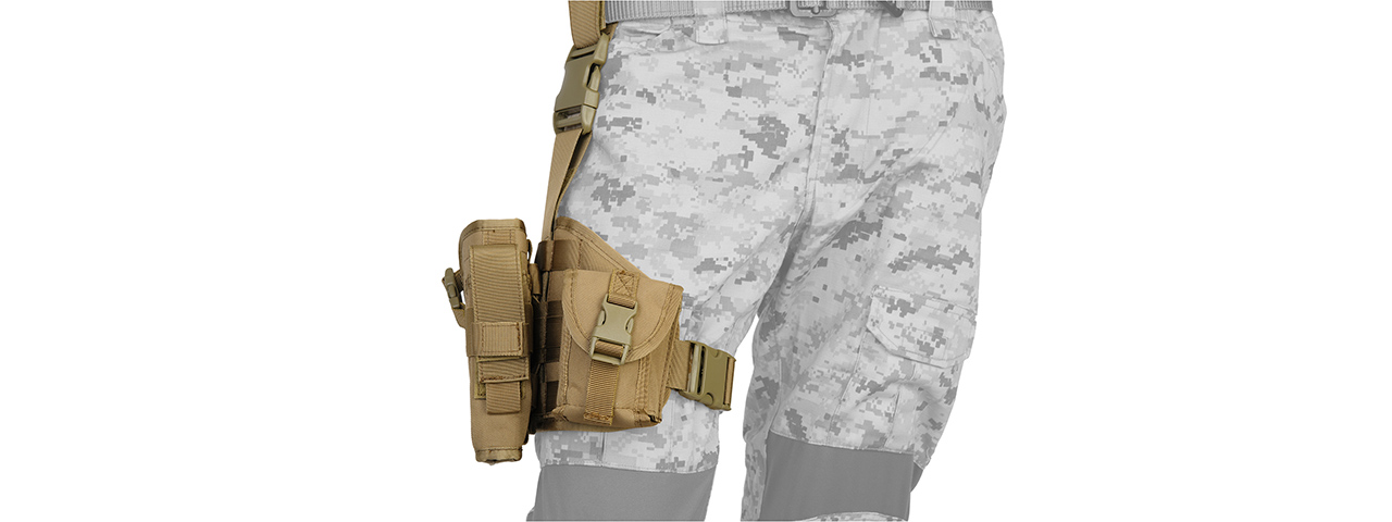 CA-324TN 1000D NYLON MOLLE PLATFORM DROP LEG HOLSTER (TAN) - Click Image to Close