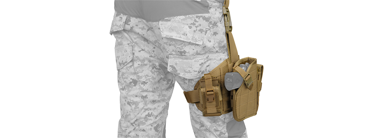 CA-324TN 1000D NYLON MOLLE PLATFORM DROP LEG HOLSTER (TAN) - Click Image to Close