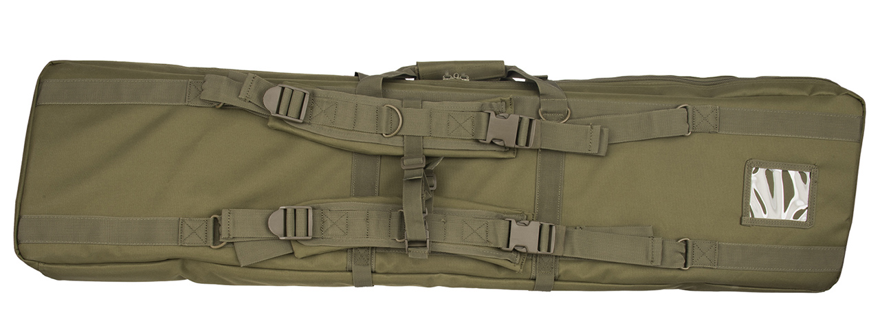 LANCER TACTICAL 48" DOUBLE GUN BAG 600D PVC MOLLE BELT RIFLE BAG (OD GREEN) - Click Image to Close