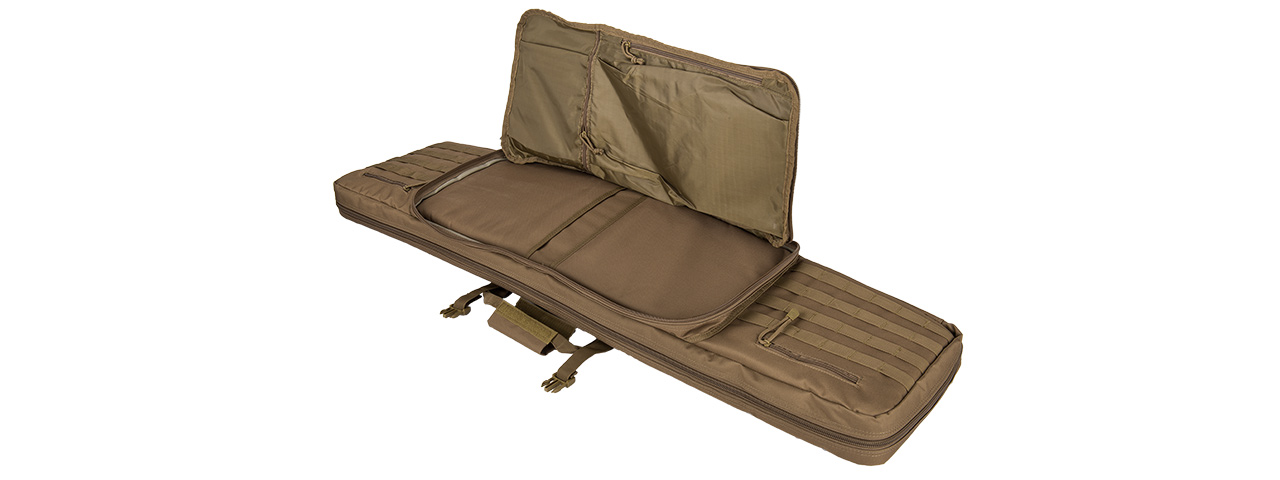 CA-340K 48" DOUBLE GUN BAG 600D PVC MOLLE BELT RIFLE BAG (KAHKI) - Click Image to Close