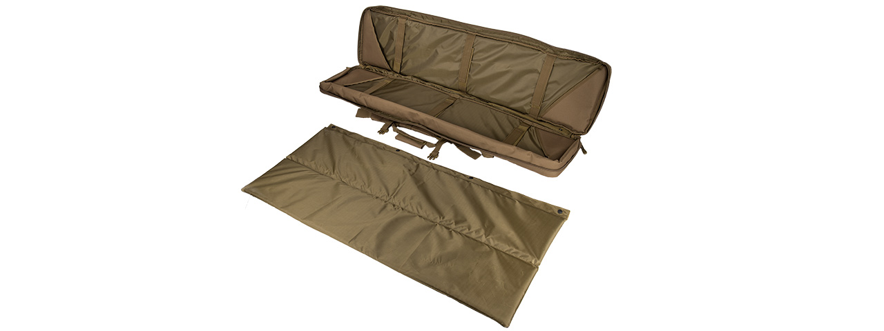 CA-340K 48" DOUBLE GUN BAG 600D PVC MOLLE BELT RIFLE BAG (KAHKI) - Click Image to Close