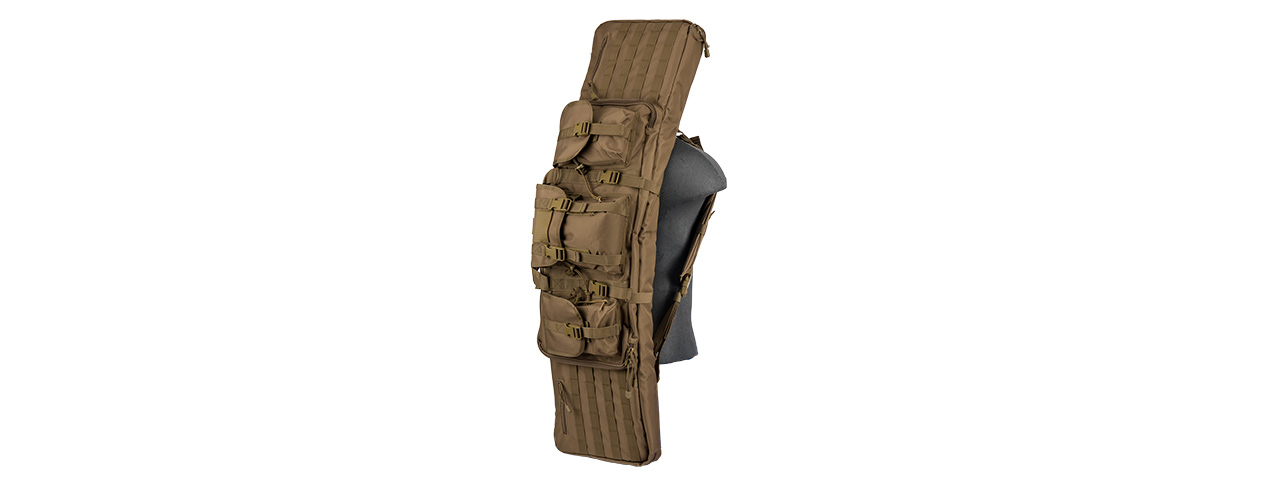 CA-340K 48" DOUBLE GUN BAG 600D PVC MOLLE BELT RIFLE BAG (KAHKI) - Click Image to Close